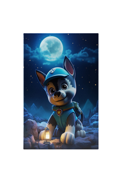 StoryGift Romania Tablou Canvas: Câine Personaj Sub Lună Plină- Desen Animat Pictura Digitala