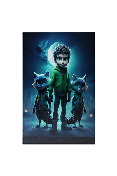 StoryGift Romania Tablou Canvas: Băiatul Și Ratonii- Desene Animate Pictura D...