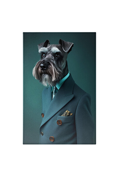 StoryGift Romania Tablou Canvas Ceo Canin Costumul Bleumarin Cu Batistă Elega...