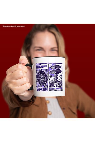 StoryGift Romania New World Mug Astronaut in a Magical World, 330ml, Ceramic with Black Handle, With Handle, STG