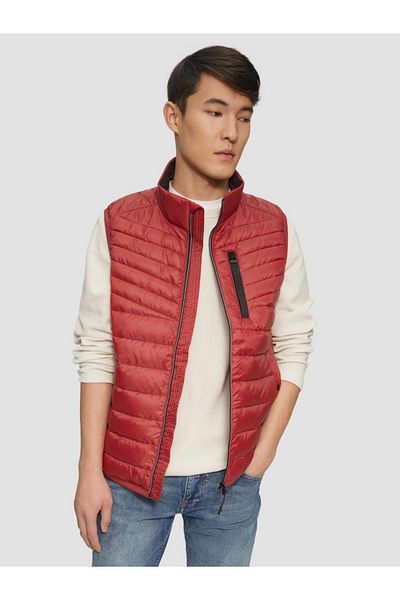 s.Oliver Men's hooded quilted vest, Regular fit, Red, S