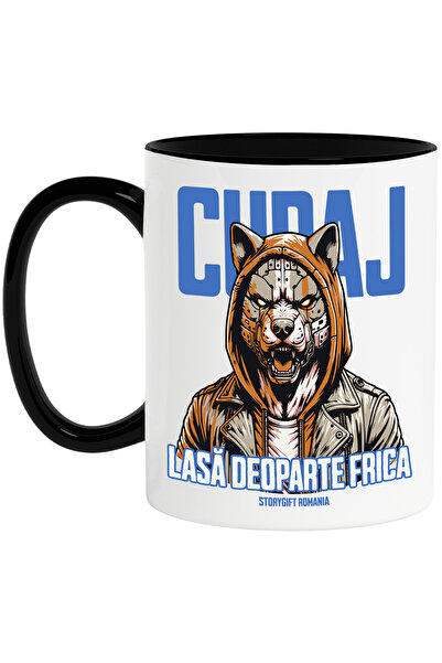 StoryGift Romania Cana Caine Robot Text Motivational Curaj , 330ml, Ceramica ...