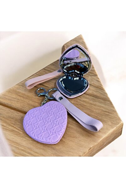 DKY حقيبة جيب على شكل قلب، مرآة، سلسلة مفاتيح، حقيبة سحرية، إكسسوار