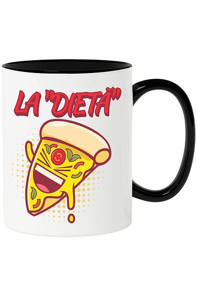 StoryGift Romania Pizza Slice Mug Funny Text on Fast Food Diet, 330ml, Ceramic with Handle, With