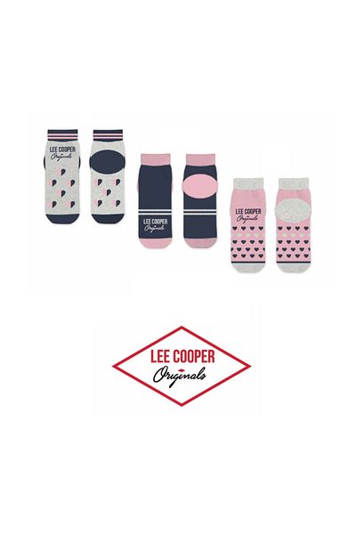 Lee Cooper Set 3 perechi sosete dama, scurte, cu logo, multicolor, 39-42, Lee Cooper