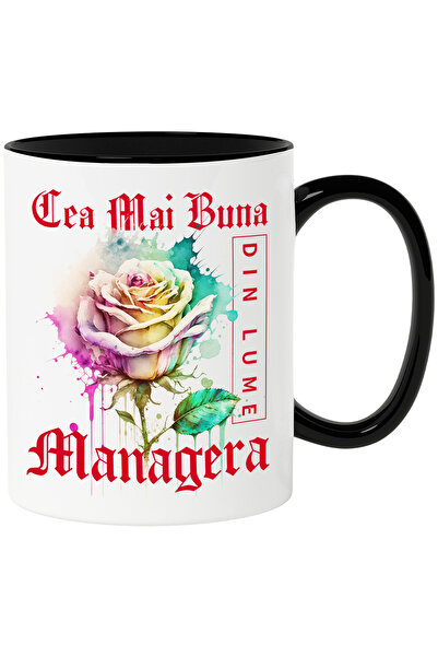 StoryGift Romania Cana Cu Textul Cea Mai Buna Managera, Din Lume, Floare, Tra...