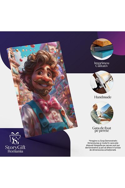 StoryGift Romania Tablou Canvas: O Aventură În Lumea Prăjiturilor Colorate Patiserul În Salopetă Albastră Pictura