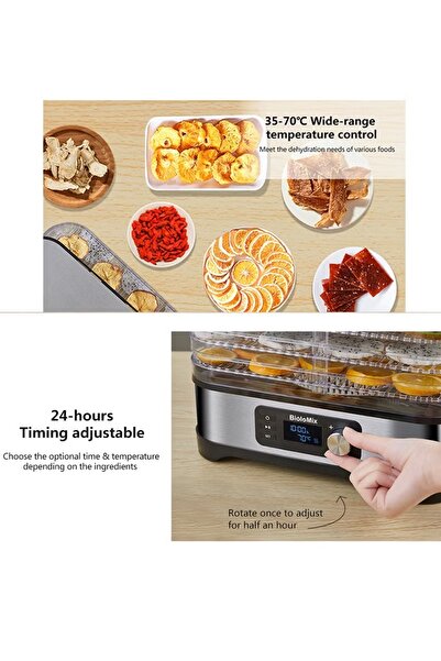 BioloMix Food Dehydrator | Digital Adjustable Timer and Temperature Control with Drying Capacity (5 Trays)