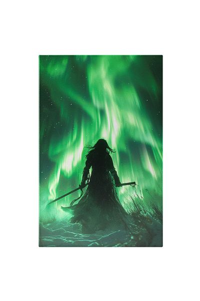 StoryGift Romania Tablou Canvas: Misterele Din Mare, Persoana Infioratoare Se Ridica Din Apa Cu O Lumina Verde C