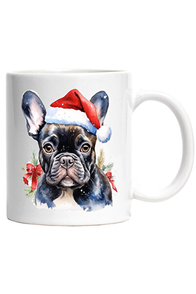 StoryGift Romania Cana Cu Caine, Bulldog, Fes, Craciun, Panglica, Creanga Bra...