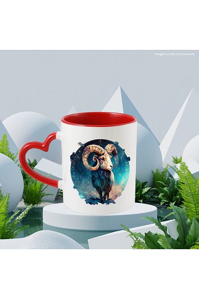 StoryGift Romania Mug with a serious ram | illustration | circle | starry sky | galaxy | abs art, With ,STG .