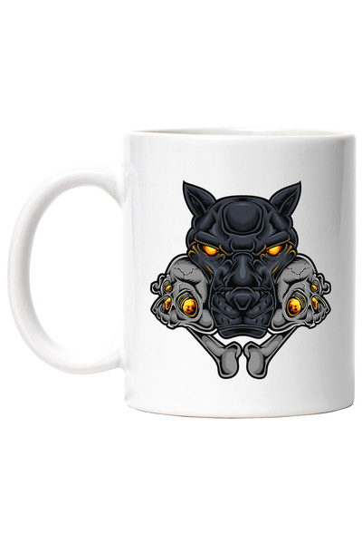 StoryGift Romania Cana Cu Cap De Pantera, Cranii, Oase, Fisura, Animal, Multi...