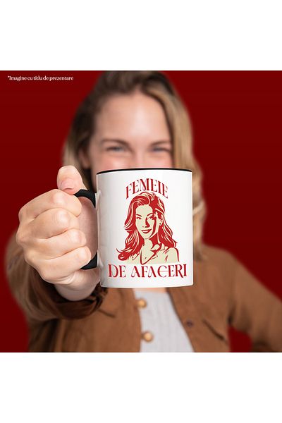 StoryGift Romania Businesswoman portrait mug CEO working hard, 330ml, Ceramic with N Handle, With