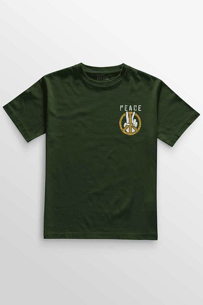 Kretas Χακί μπλουζάκι Peace Freedom Freedom Lettering Minimal μπροστινό Unisex T-shirt με κοντό μανίκι