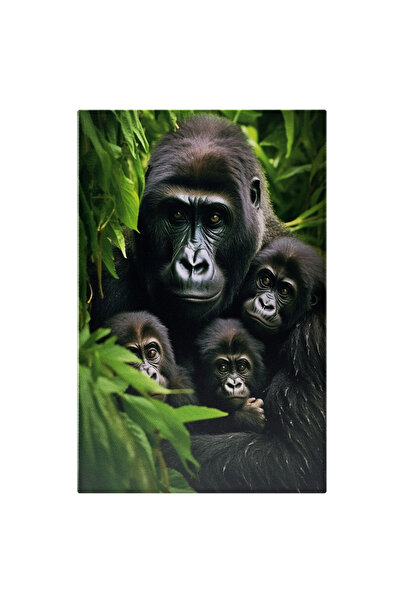 StoryGift Romania Tablou Canvas: Familie De Gorile - Grija Parinti Puiuti Natura Pictura Digitala