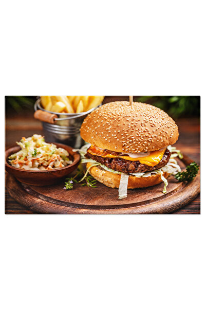 StoryGift Romania Tablou Canvas: Hamburger Rustic Cu Cartofi Prazii - Tasty, Beef, Fresh