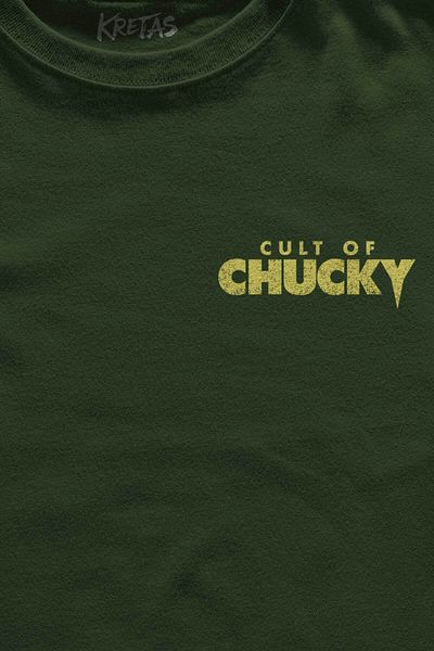 Kretas Μπλουζάκι Unisex Χακί Cult Of Chucky 1988 Ταινία τρόμου Chaki Minimal μπλουζάκι με στάμπα μπροστά