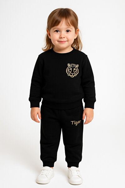 AYYBUU Unisex Kids Tracksuit Set Tiger Model Tiger Embroidered 3 - 10 Years