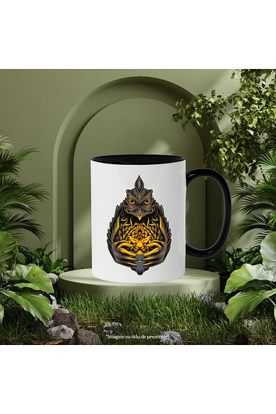 StoryGift Romania Mug With Eagle, Chicken, Bird, Totem, Light, Multicolor 330 ml, Ceramic with Handle, With ,STG