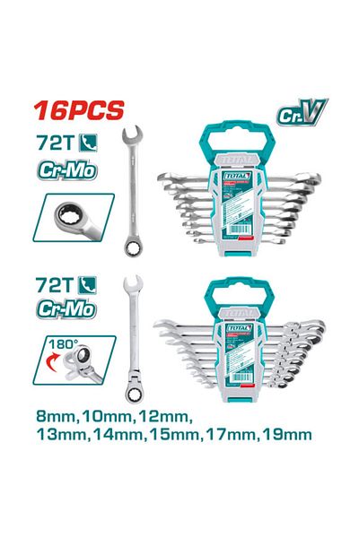 TOTAL 16pcs/set Automatic Combination Wrench Set