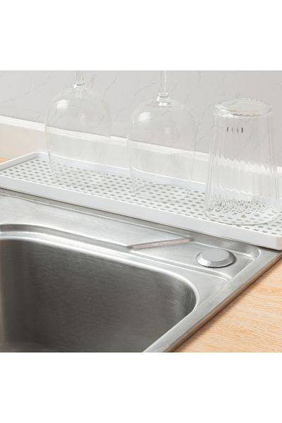 Viyogo Suport pentru scurgere pahare/tacamuri, 38 x 10.5 x 1.7 cm, alb