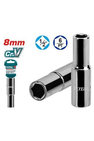 TOTAL 8mm 1/2" Long Chrome Hexagon Bead