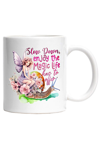 StoryGift Romania Cana Cu O Zona Inconjurata Cu Flori Cu Mesajul "slow Down, ...