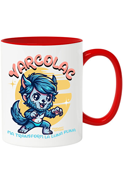 StoryGift Romania Cana Varcolac Ma Transform La Luna Plina Sf, 330ml, Ceramic Cu Maner Rosu, Cu Maner R,stg