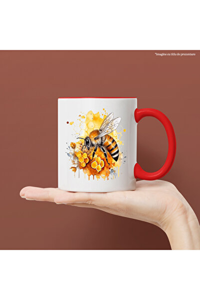 StoryGift Romania Cana Cu Albina, Fragure, Miere, Insecta, Aripi, Flori, Multicolor 330 Ml, Cerami, Cu ,stg