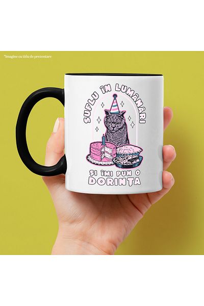 StoryGift Romania Mug Angry Cat Birthday I Blow Out the Candles and Make a Wish, 330ml, C, Cu
