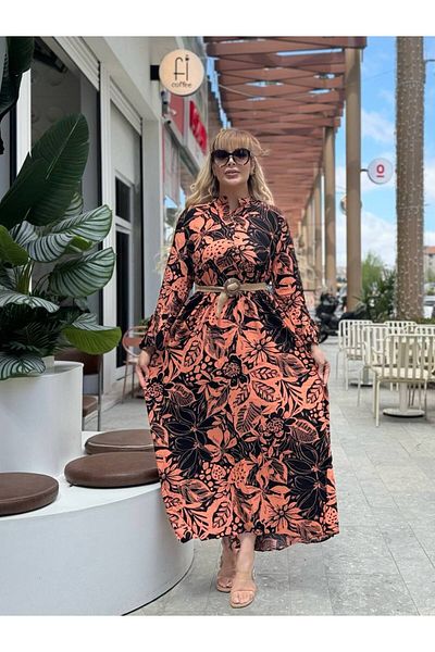 ViolettaXL Women's Plus Size Collar Button Spanish Sleeve Woven Viscosa Dress