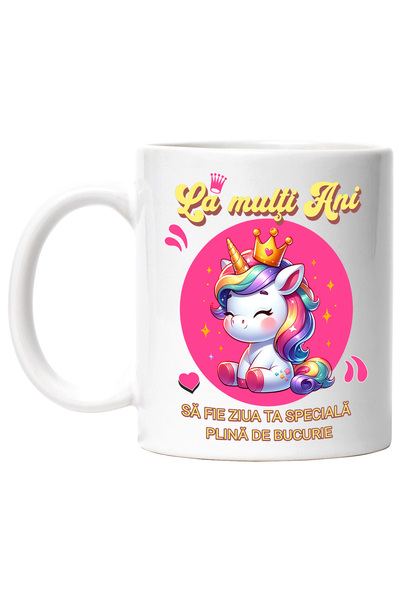 StoryGift Romania Cana La Multi Ani, Unicorn Printesa Aniversare, 330ml, Cera...