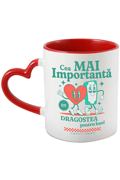 StoryGift Romania Cana Dragostea Pentru Bani Cea Mai Importanta Pereche Bancnota Si Inima, 330ml, , Cu ,stg
