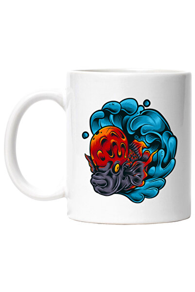 StoryGift Romania Cana Cu Peste Flowerhorn, Valuri, Apa, Solzi, Bule, Multico...