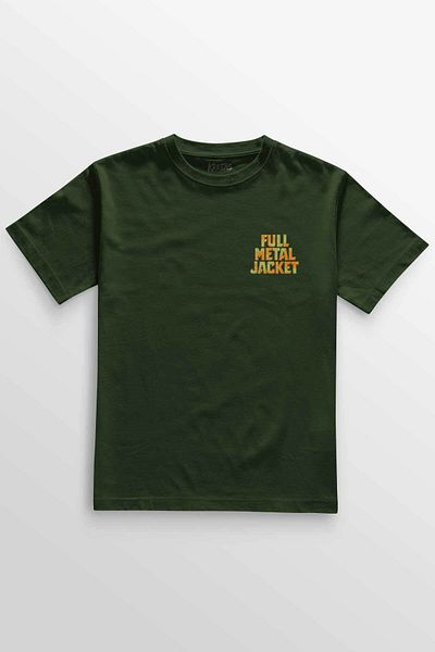 Kretas Unisex Khaki T-Shirt Kubrick Full Metal Jacket 1995 Orange Minimal Front Printed T-Shirt
