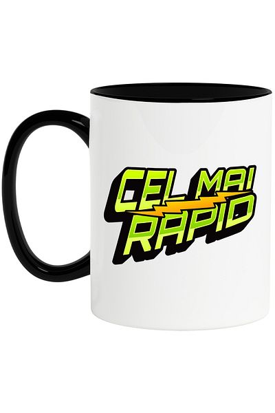 StoryGift Romania Cana Cel Mai Rapid Masina De Curse Viteza Motor, 330ml, Ceramica Cu Maner Negru, Cu M,stg