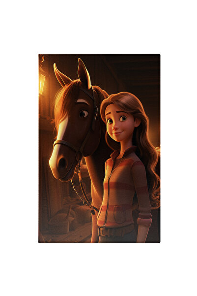 StoryGift Romania Tablou Canvas: Iubitoare De Cai Isi Ingrijeste Calutul Feri...