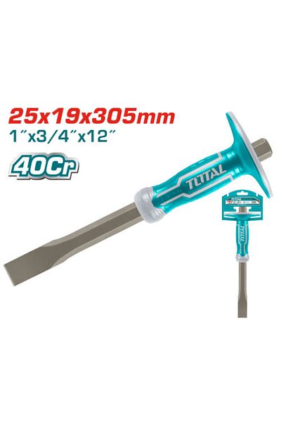 TOTAL 25x19x305mm Hand Demolition Chisel Wide Rubber Handle