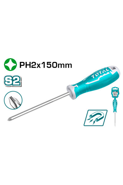 TOTAL مفك براغي يد ربر Ph2x150mm مصالب