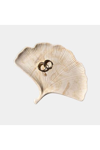 Ziani Tavă decorativă din ceramică, marmură Ginkgo bej