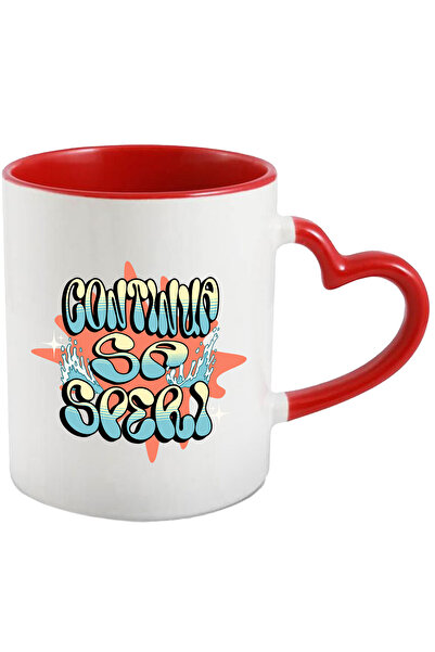 StoryGift Romania Cana Continua Sa Speri, 330ml, Ceramica Cu Maner Inima Rosi...