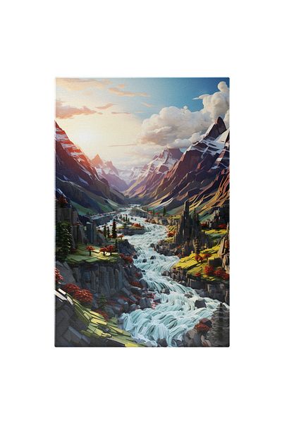 StoryGift Romania Tablou Canvas: View Landscape Rasarit De Soare Printre Munti Izvor Apa Stralucitoare Natura Pic