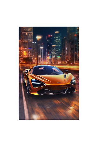 StoryGift Romania Tablou Canvas: Bolid De Lux Mclaren - Seara In Oras Merge Cu Viteza Pictura Digitala