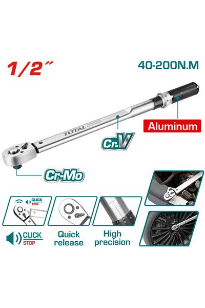 TOTAL 1/2" 40-200nm Automatic Hand Torque Wrench