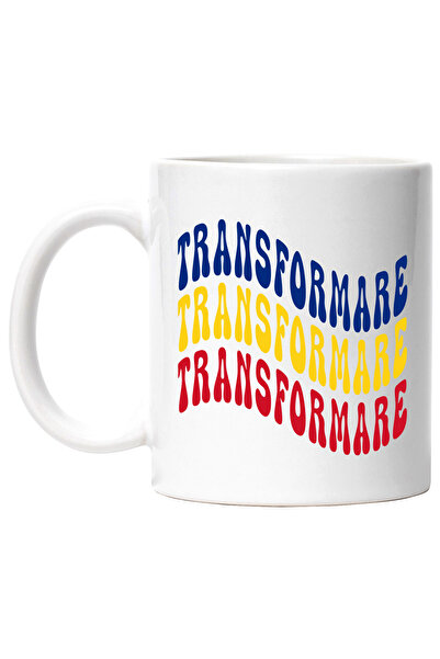 StoryGift Romania Cana Cuvantul Transformare, In Culorile Steagului Romaniei, Rosu, Galben, Albast, Cu ,stg