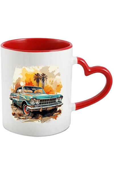 StoryGift Romania Cana Cu Masina Vintage, Palmieri, Stanca, Pietre, Watercolo...