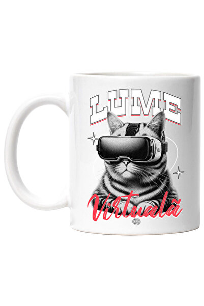 StoryGift Romania Cana Lume Virtuala Pisica Cu Ochelarii Vr Joc Video, 330ml,...