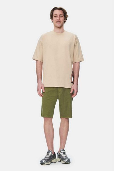 UCLA Pantaloni scurți pentru bărbați PALISADES Green Linen Plain Standard Fit
