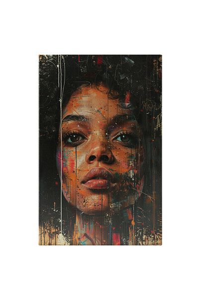 StoryGift Romania Tablou Canvas Chip Feminin Cu Ochii Luminosi Si Genele Lungi Cu Buze Mari Si Parul Cret Brunet