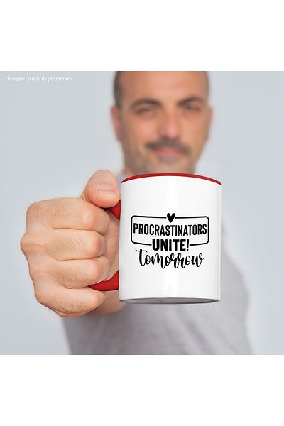 StoryGift Romania Mug for people who keep putting off doing certain things with Red Handle, With Handle, STG